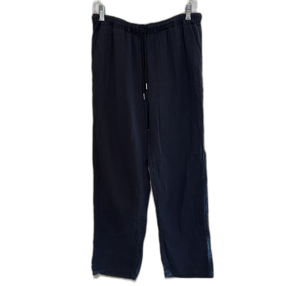 Quince 100% Organic Cotton Gauze Straight Leg Pull On Pants Womens Small Black